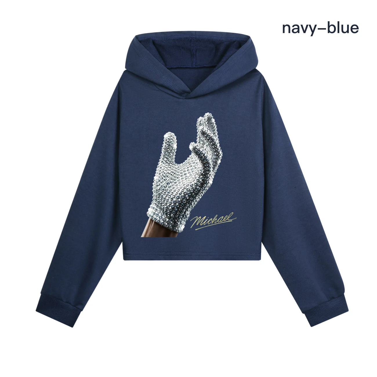 Spotlight Cropped Hoodie Set, Style 08 · Navy