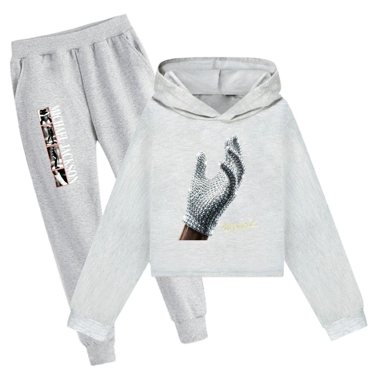 Spotlight Cropped Hoodie Set, Style 11 · Set · Grey