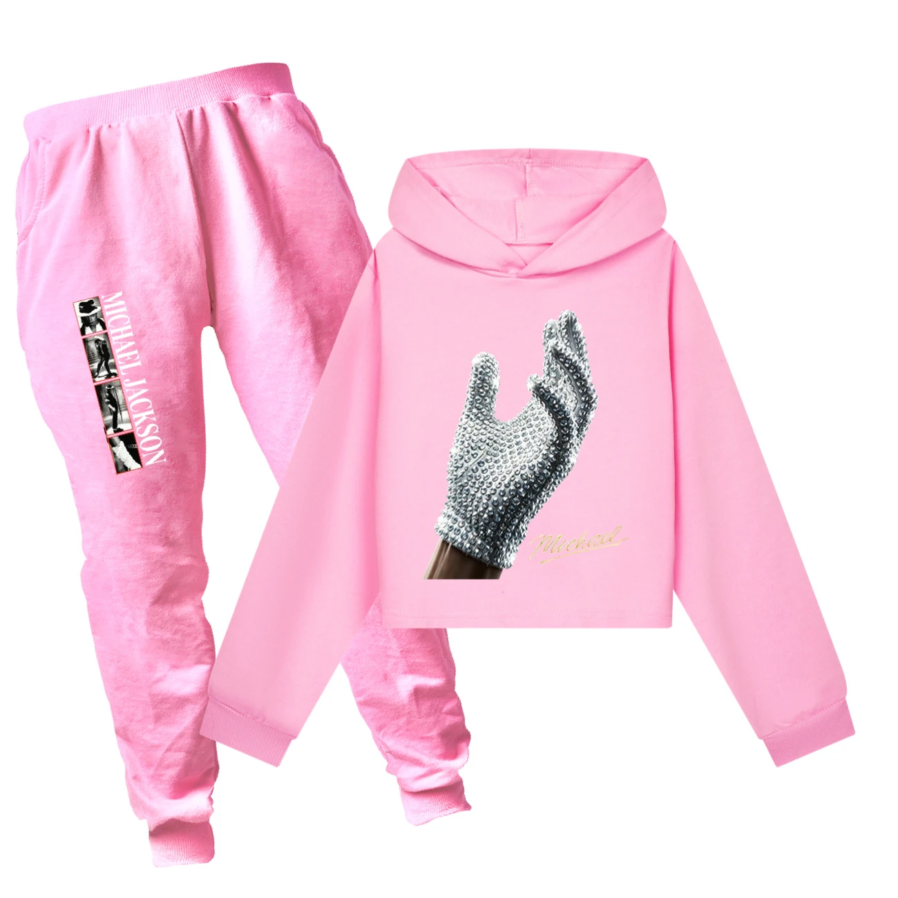 Spotlight Cropped Hoodie Set, Style 14 · Set · Pink