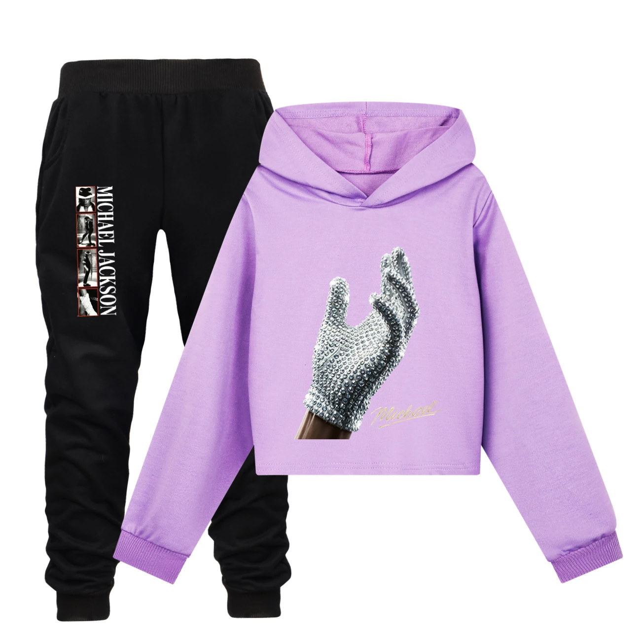 Spotlight Cropped Hoodie Set, Style 15 · Set · Purple