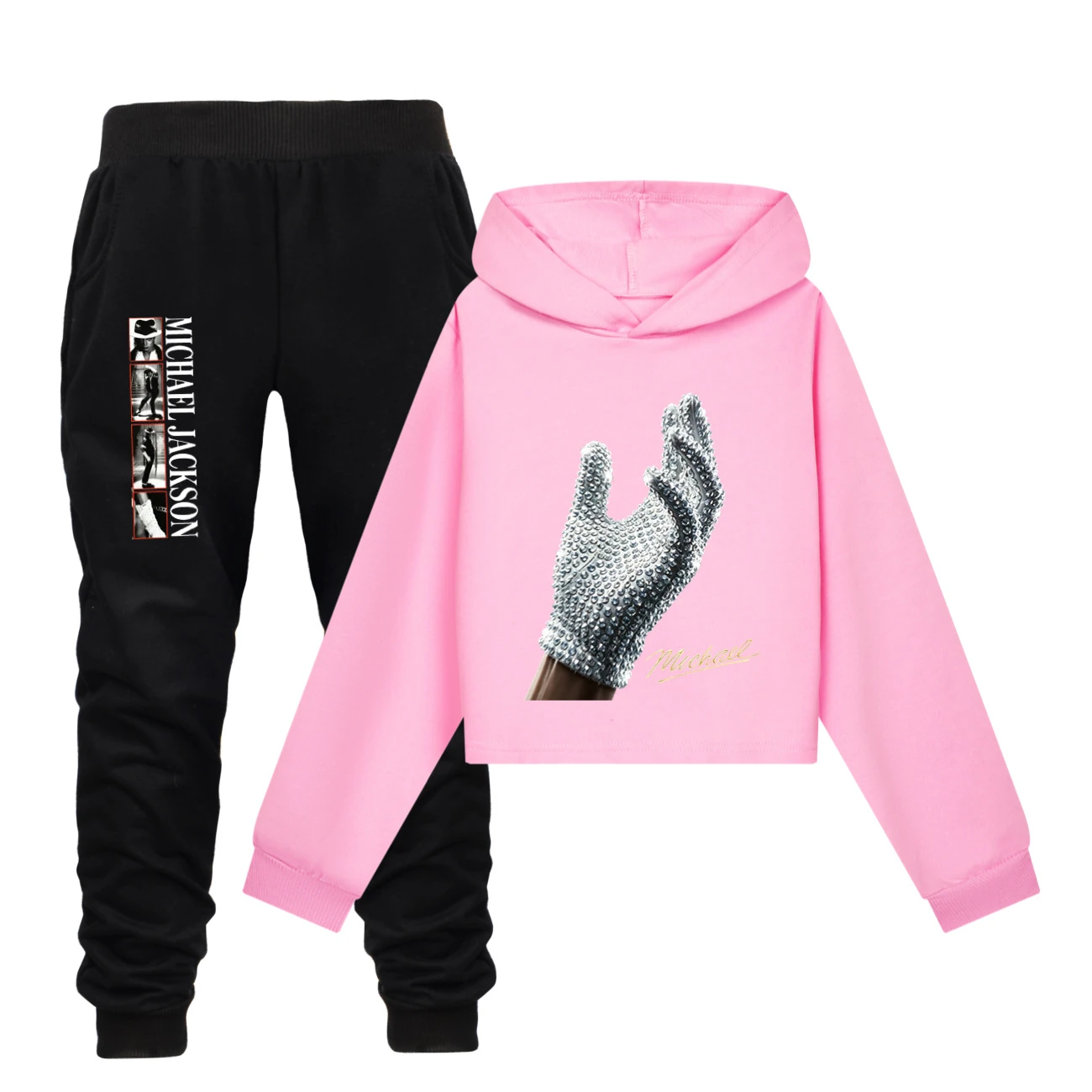 Spotlight Cropped Hoodie Set, Style 19 · Set · Pink