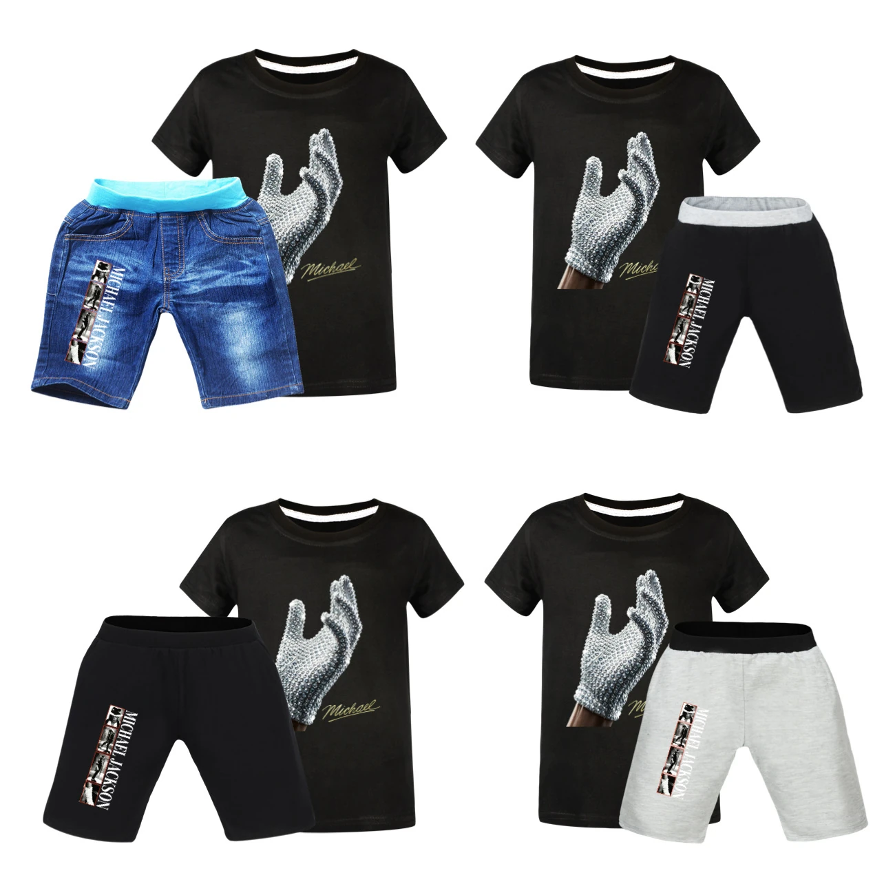 Spotlight Graphic Tee & Denim Shorts Set, clean product view