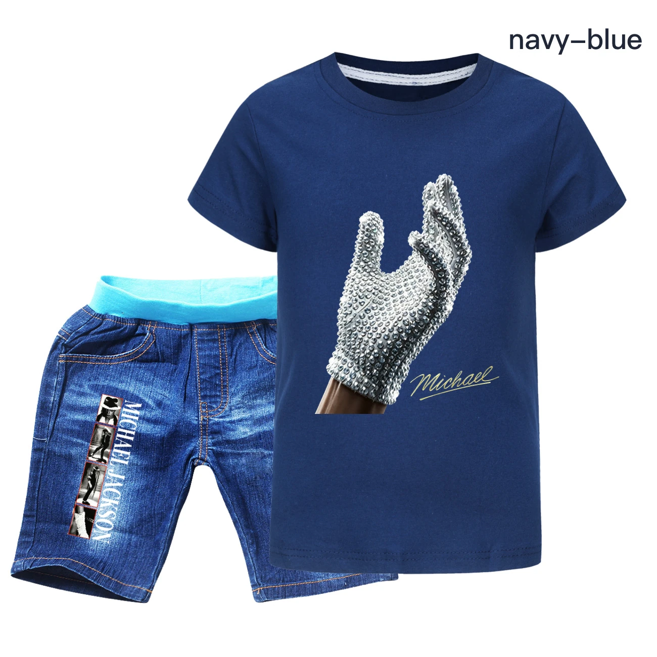 Spotlight Graphic Tee & Denim Shorts Set, Style 01 · Denim · Royal Blue