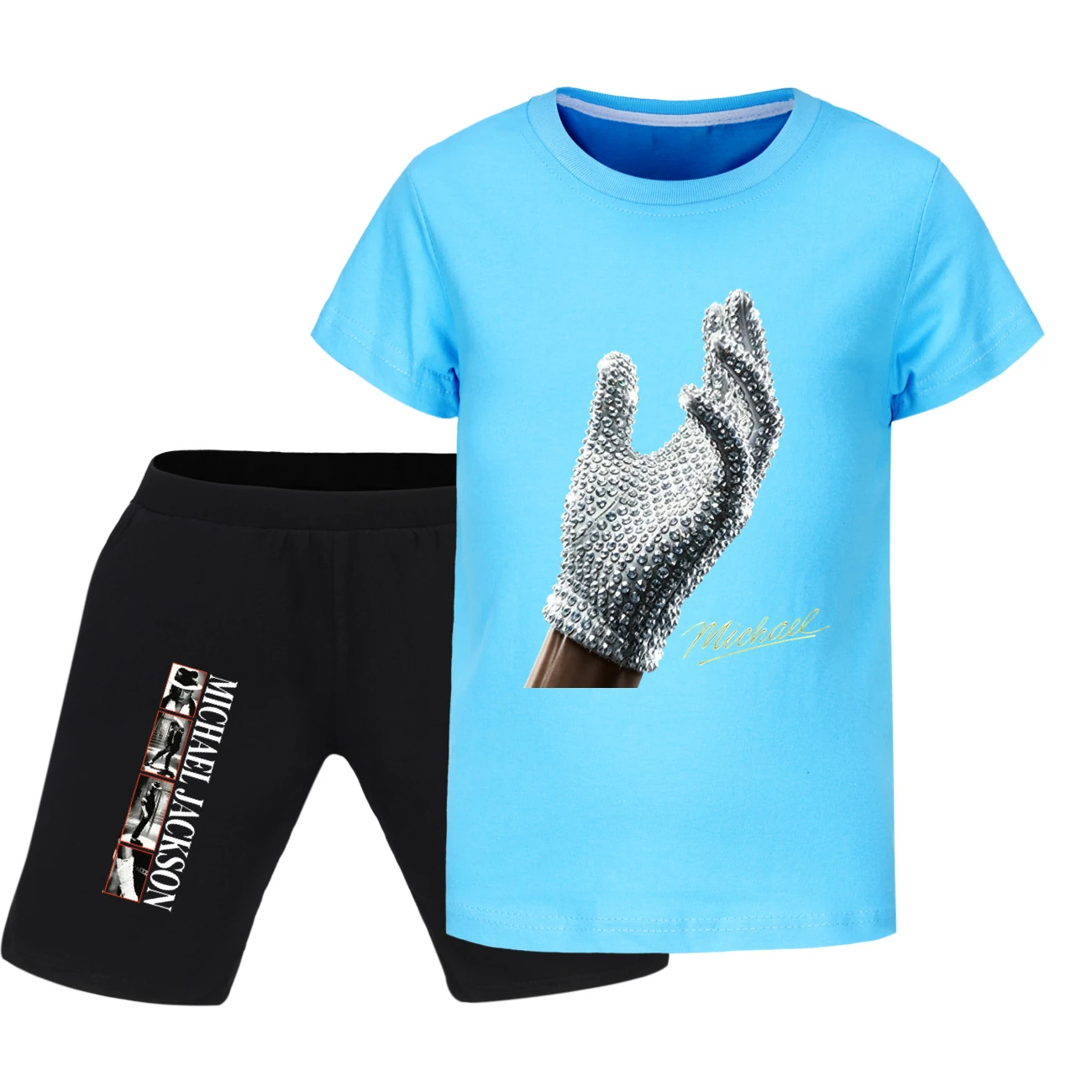 Spotlight Graphic Tee & Denim Shorts Set, Style 16 · Light Blue