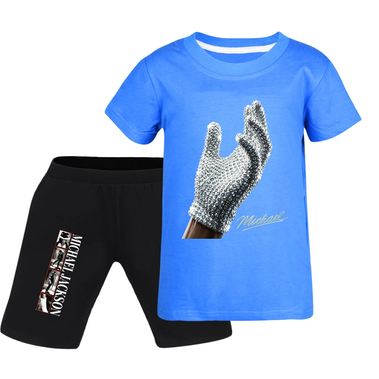 Spotlight Graphic Tee & Denim Shorts Set, Style 18 · Deep Blue