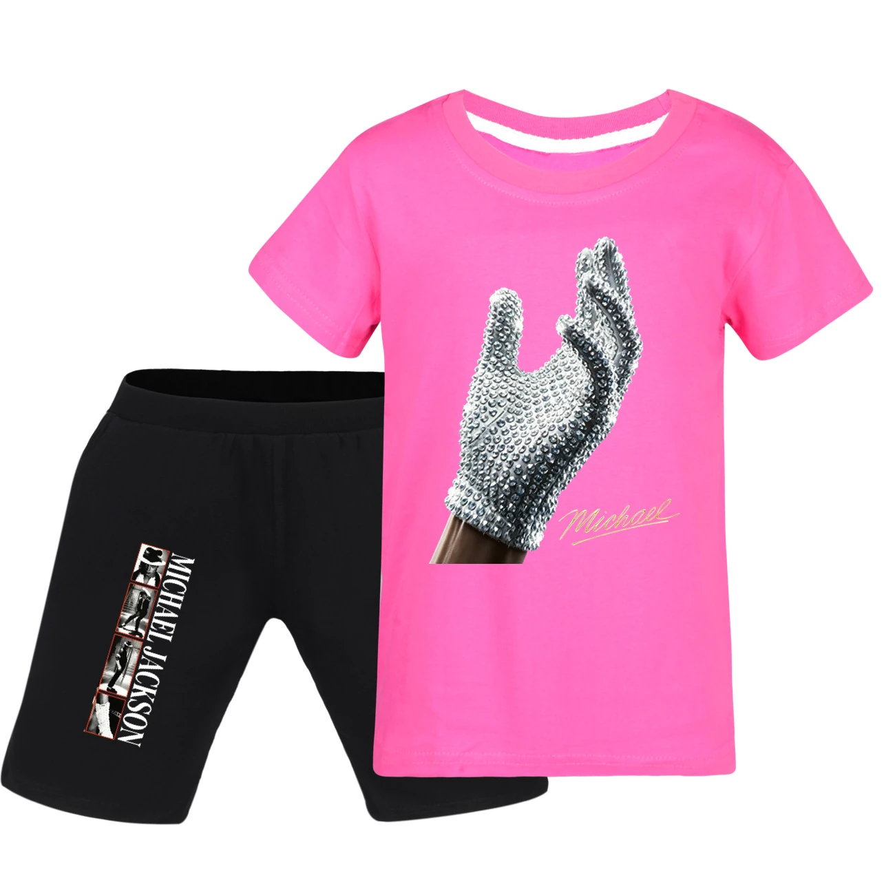 Spotlight Graphic Tee & Denim Shorts Set, Style 20 · Rose