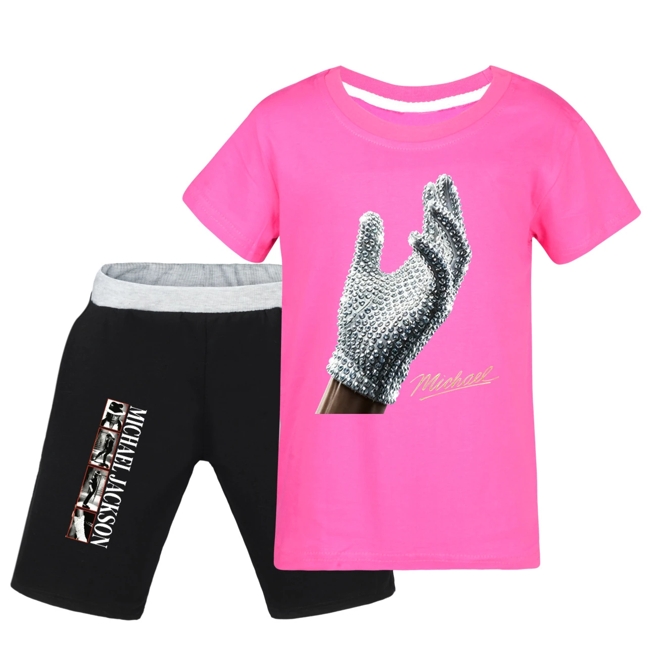 Spotlight Graphic Tee & Denim Shorts Set, Style 30 · Rose