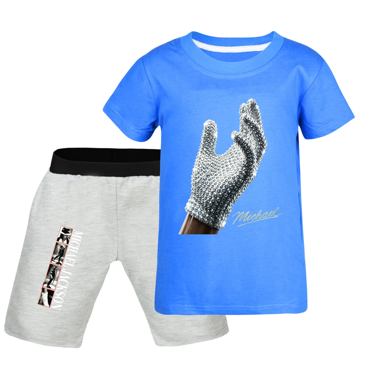 Spotlight Graphic Tee & Denim Shorts Set, Style 38 · Deep Blue