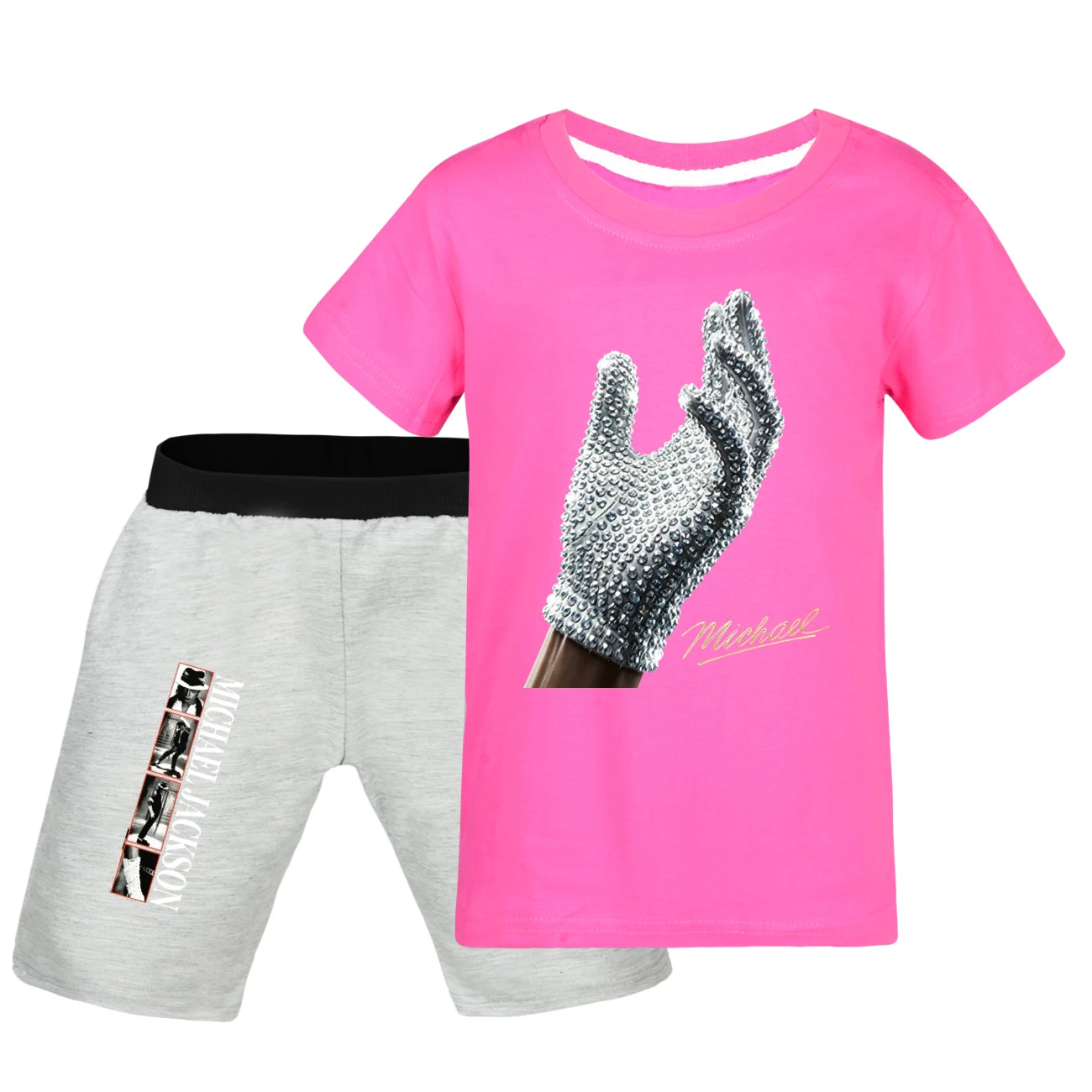 Spotlight Graphic Tee & Denim Shorts Set, Style 40 · Rose
