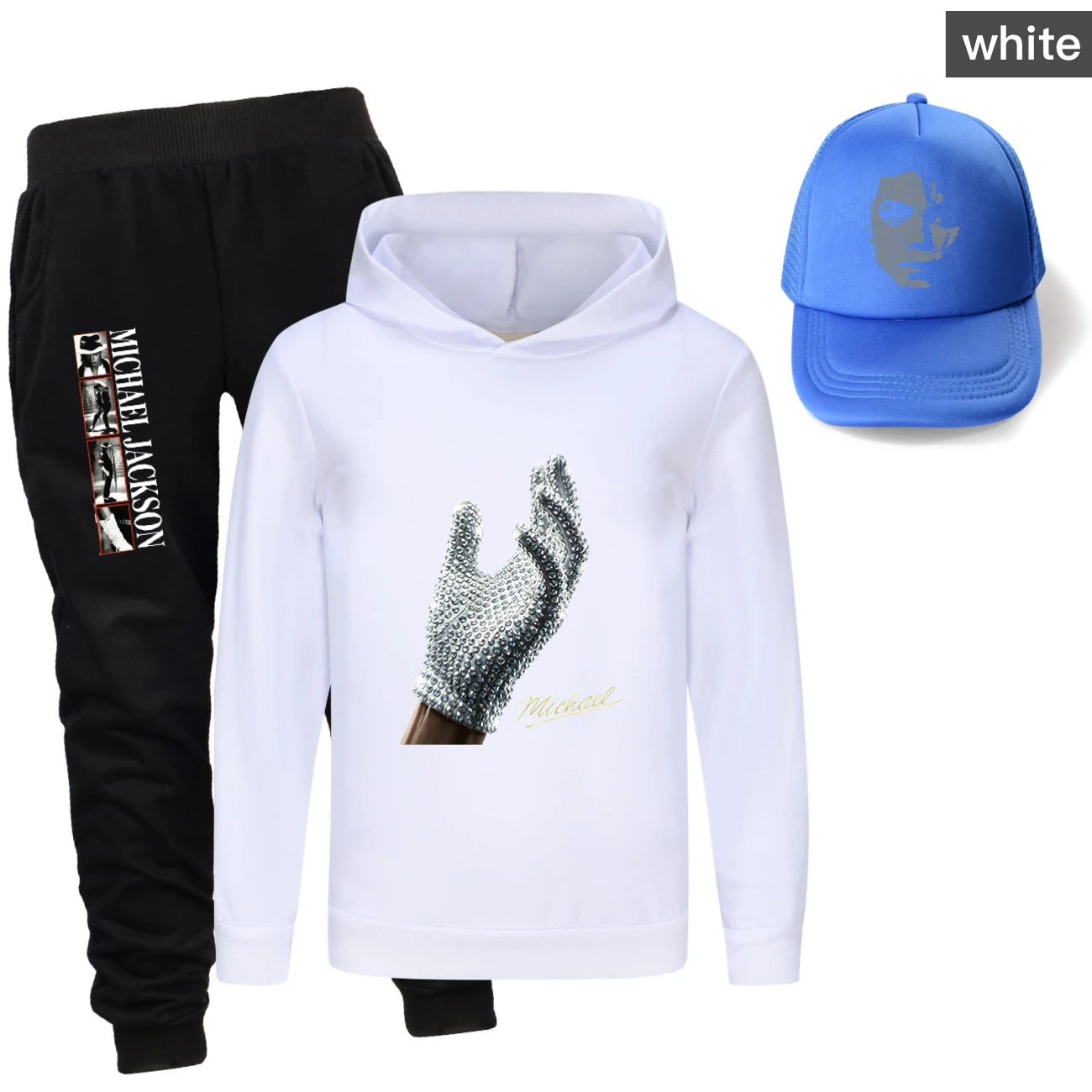 Spotlight Three-Piece Hoodie, Jogger & Hat Set, Style 01 · White