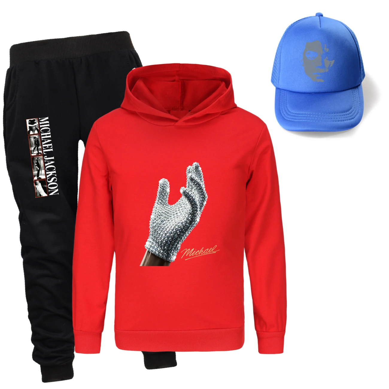 Spotlight Three-Piece Hoodie, Jogger & Hat Set, Style 03 · Red