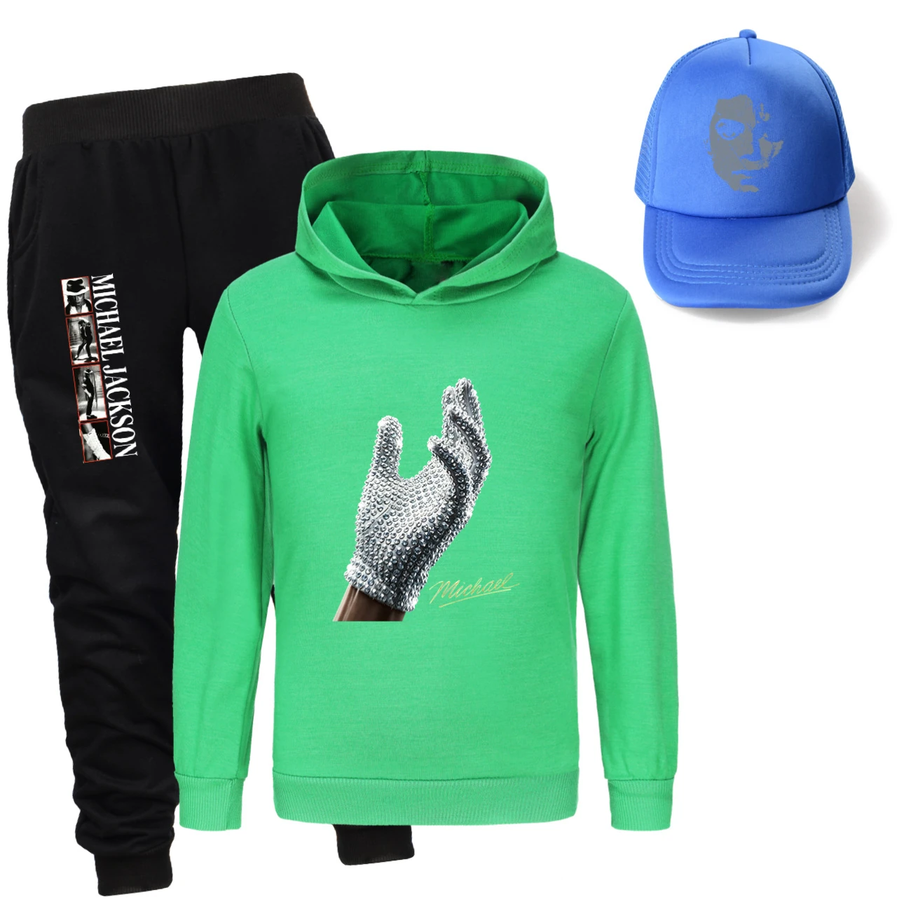 Spotlight Three-Piece Hoodie, Jogger & Hat Set, Style 06 · Green