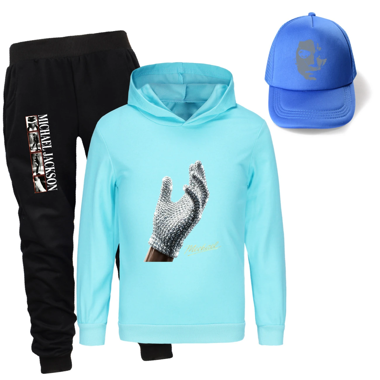 Spotlight Three-Piece Hoodie, Jogger & Hat Set, Style 08 · Light Blue