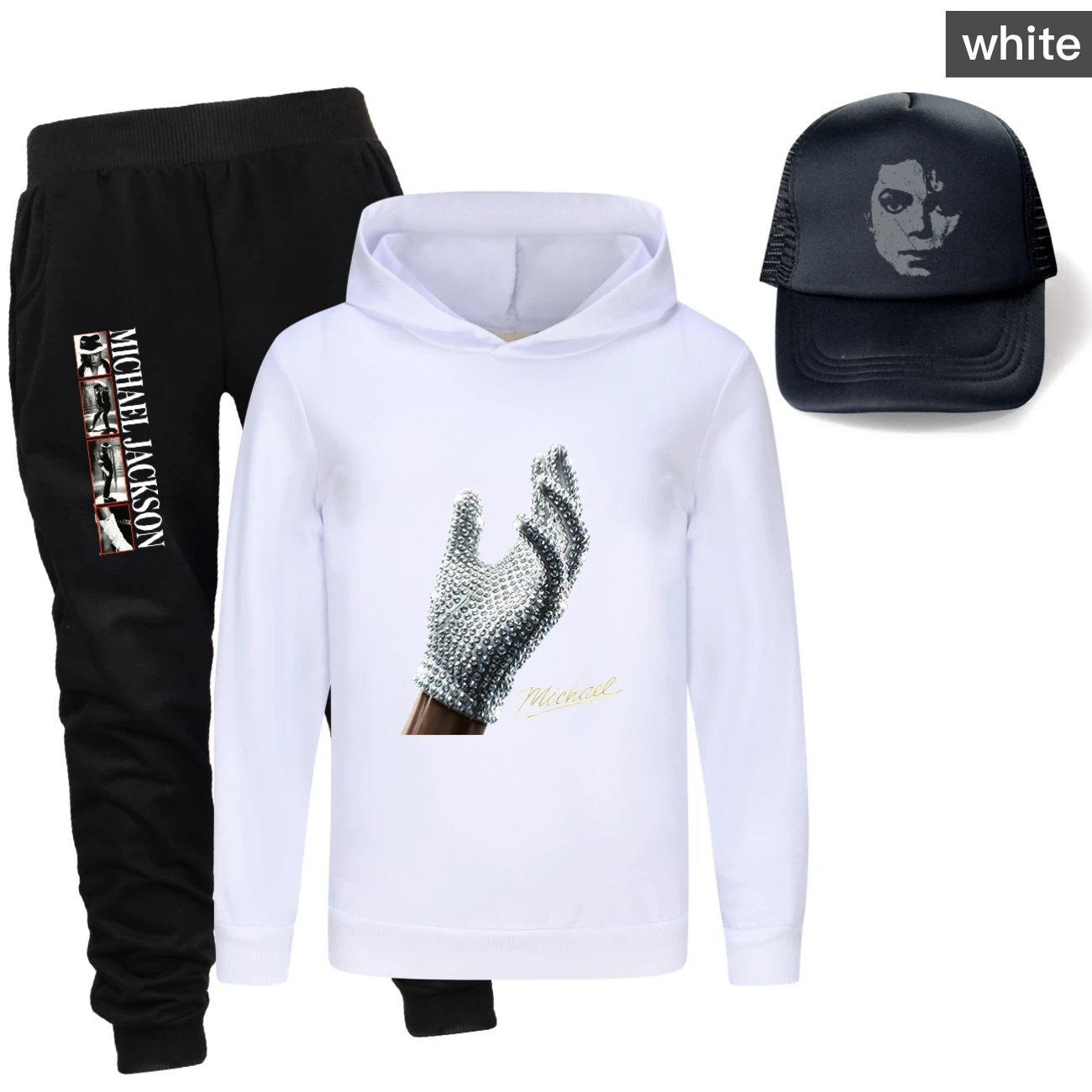 Spotlight Three-Piece Hoodie, Jogger & Hat Set, Style 14 · White