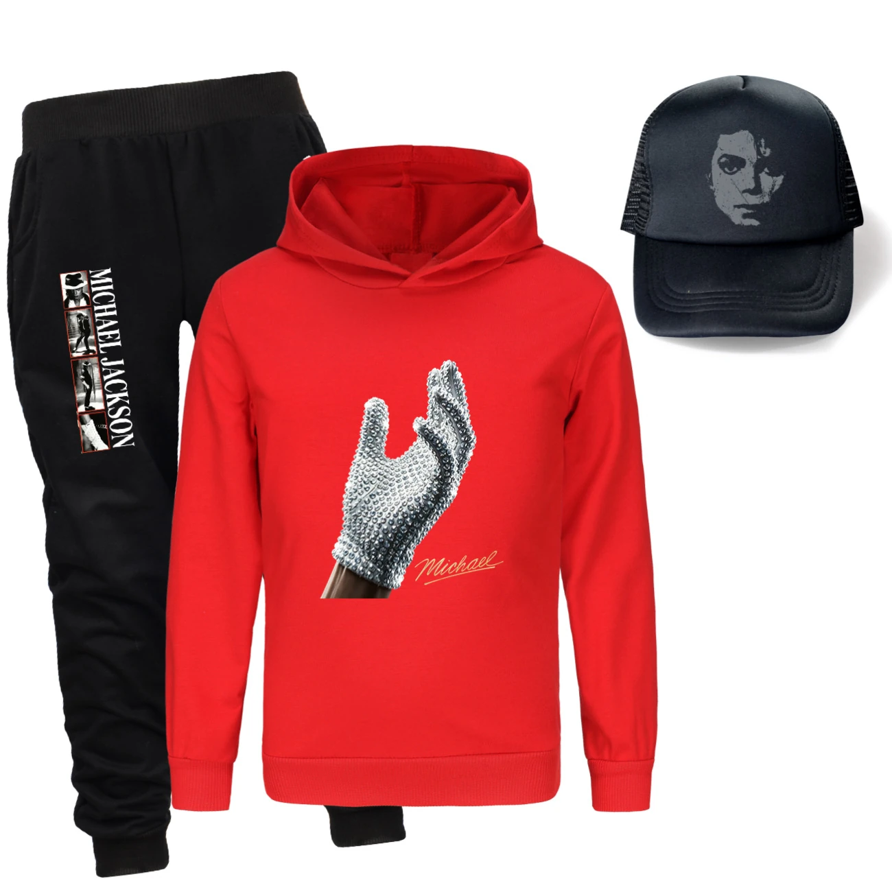 Spotlight Three-Piece Hoodie, Jogger & Hat Set, Style 16 · Red