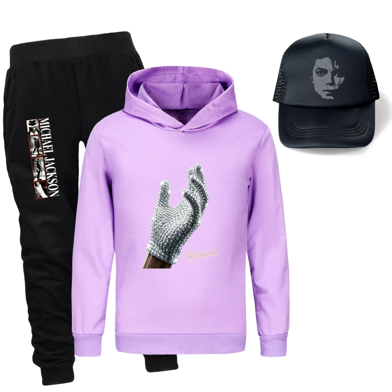 Spotlight Three-Piece Hoodie, Jogger & Hat Set, Style 17 · Purple