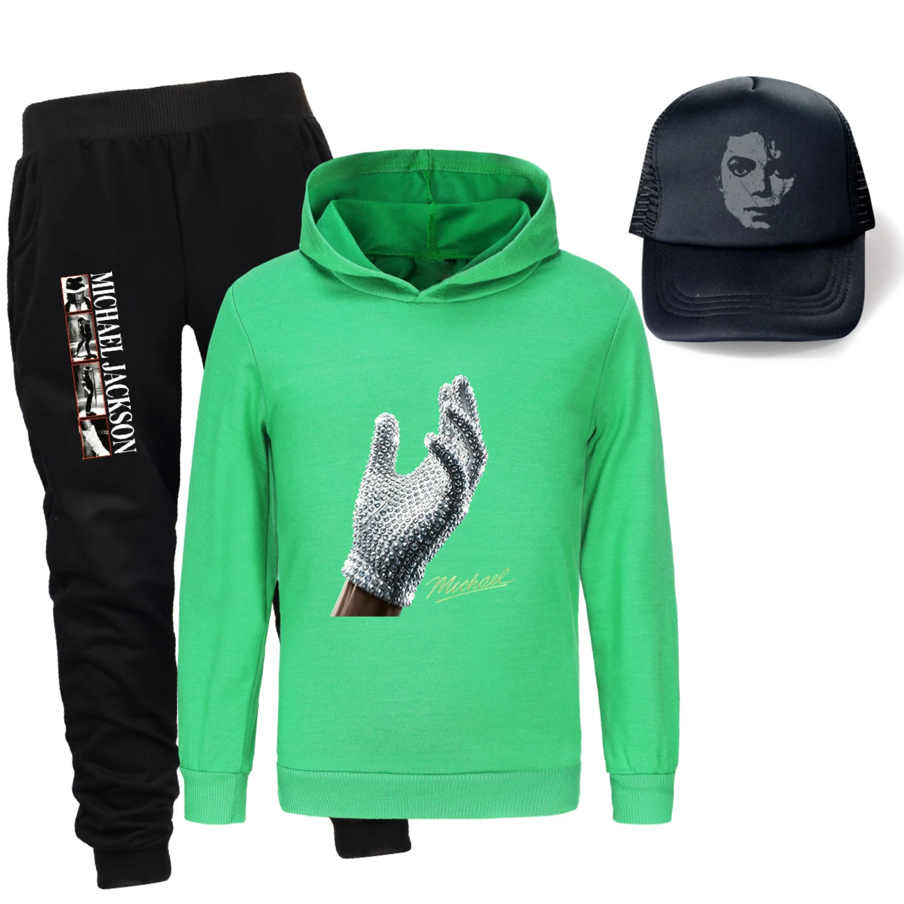Spotlight Three-Piece Hoodie, Jogger & Hat Set, Style 19 · Green