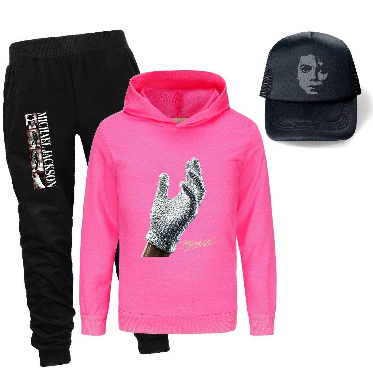 Spotlight Three-Piece Hoodie, Jogger & Hat Set, Style 25 · Rose
