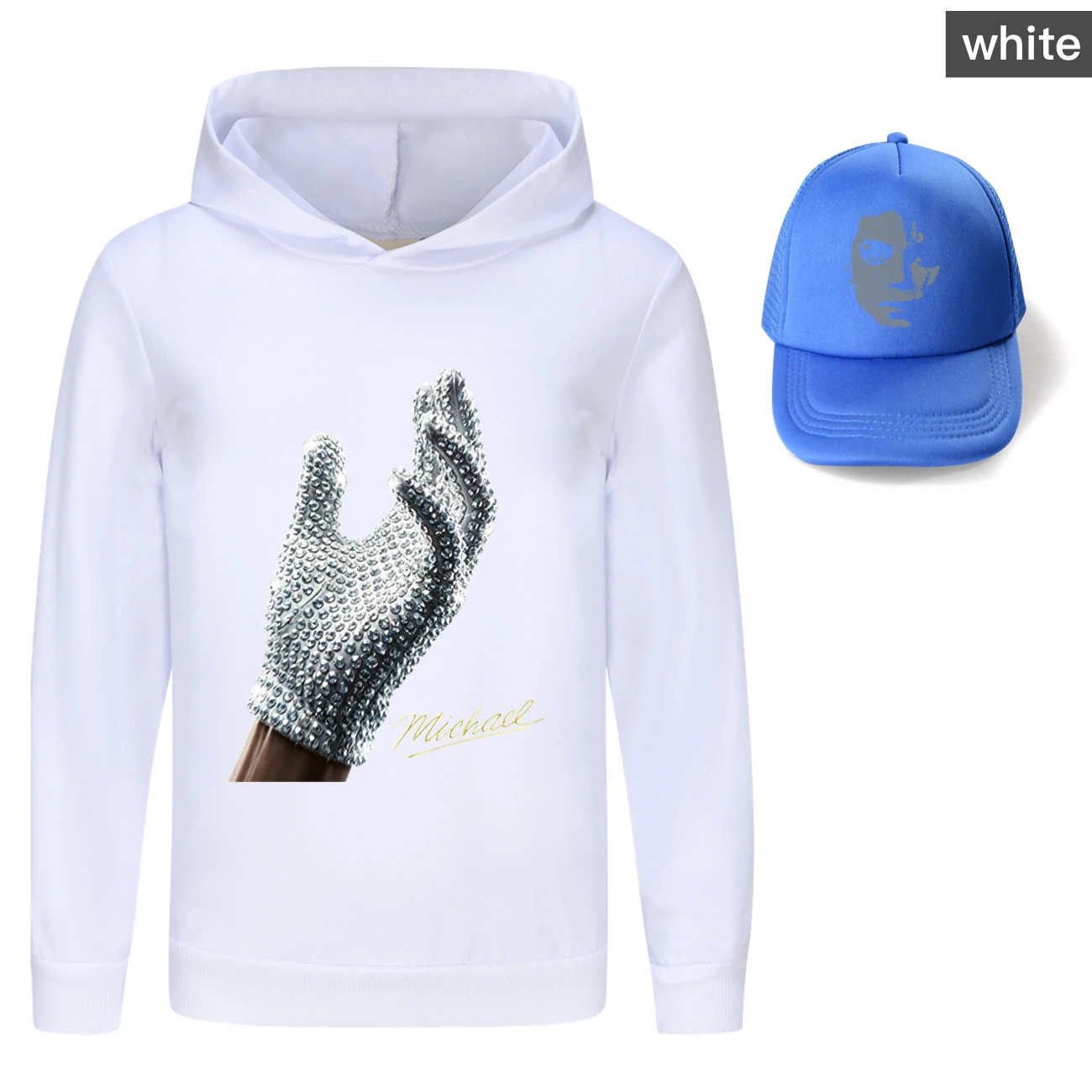 Spotlight Graphic Hoodie & Sun Hat Set, Style 01 · White