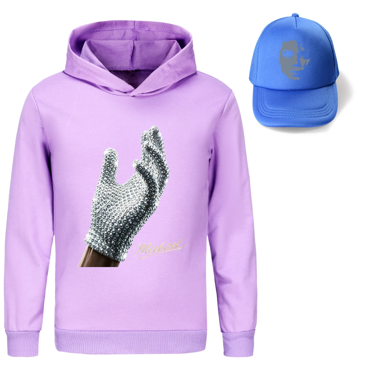 Spotlight Graphic Hoodie & Sun Hat Set, Style 04 · Purple