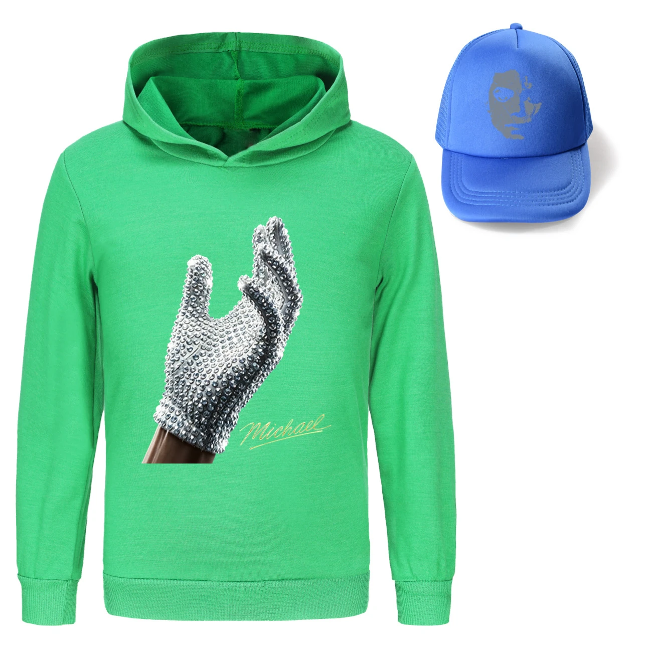 Spotlight Graphic Hoodie & Sun Hat Set, Style 06 · Green