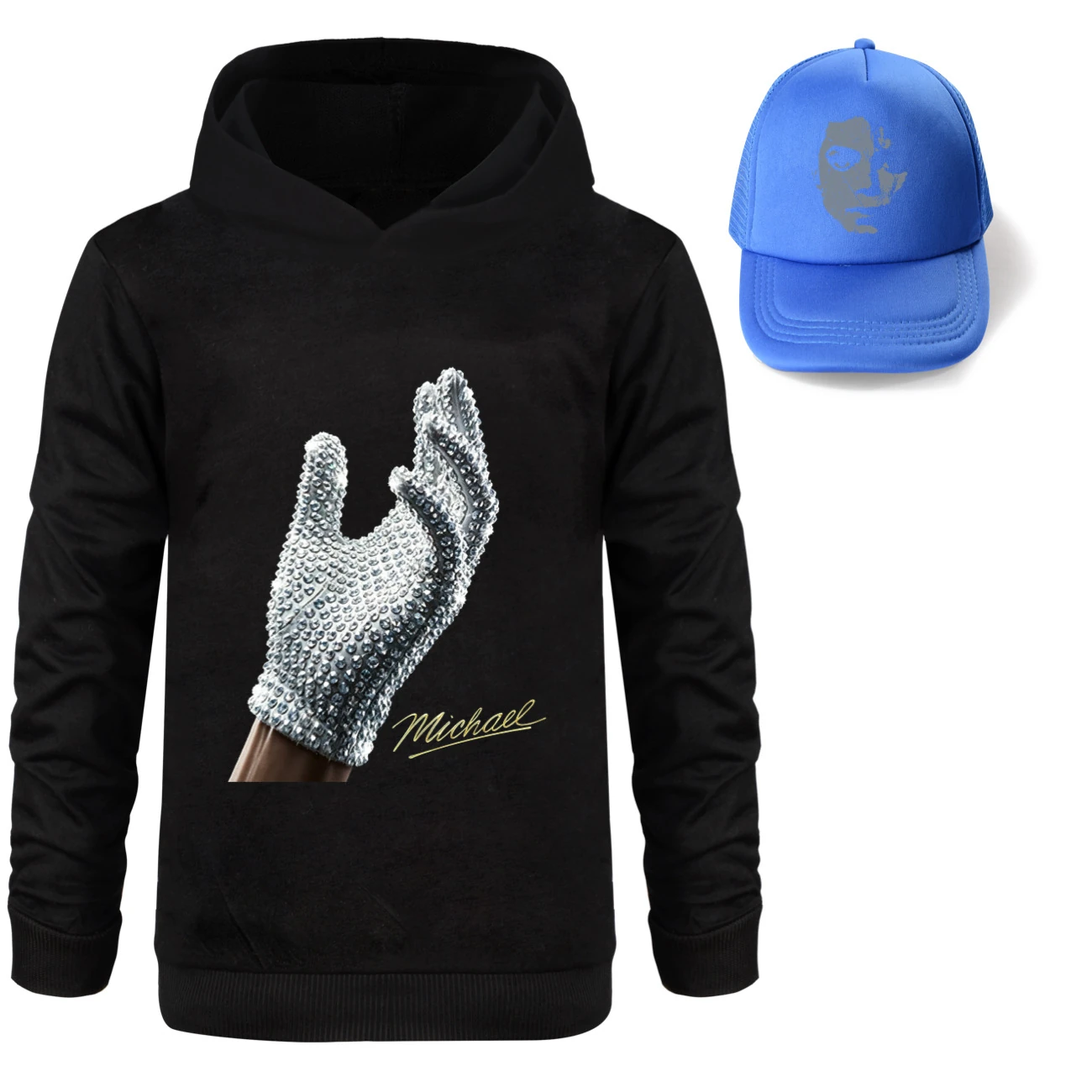 Spotlight Graphic Hoodie & Sun Hat Set, Style 07 · Black