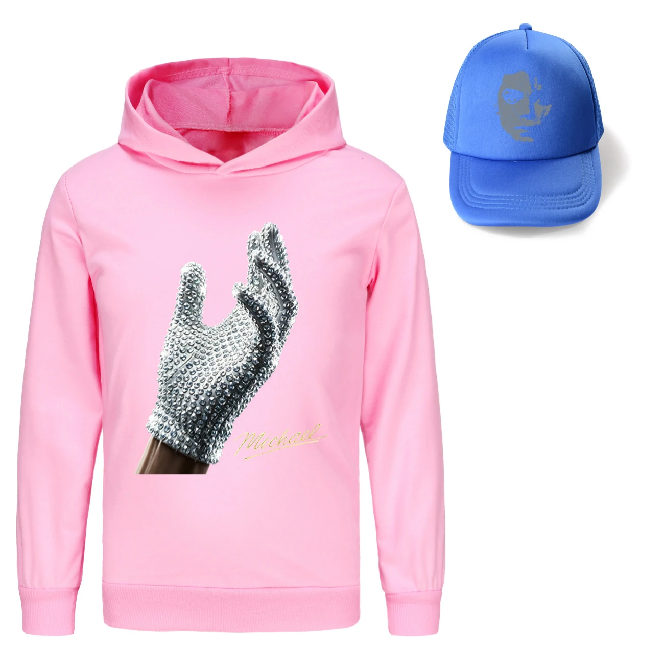 Spotlight Graphic Hoodie & Sun Hat Set, Style 11 · Pink