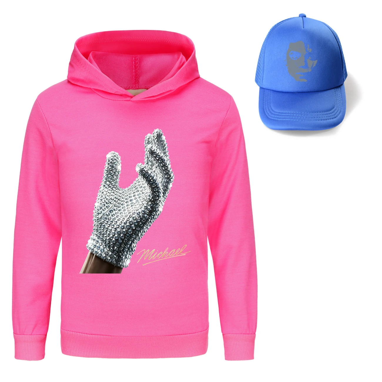 Spotlight Graphic Hoodie & Sun Hat Set, Style 12 · Rose
