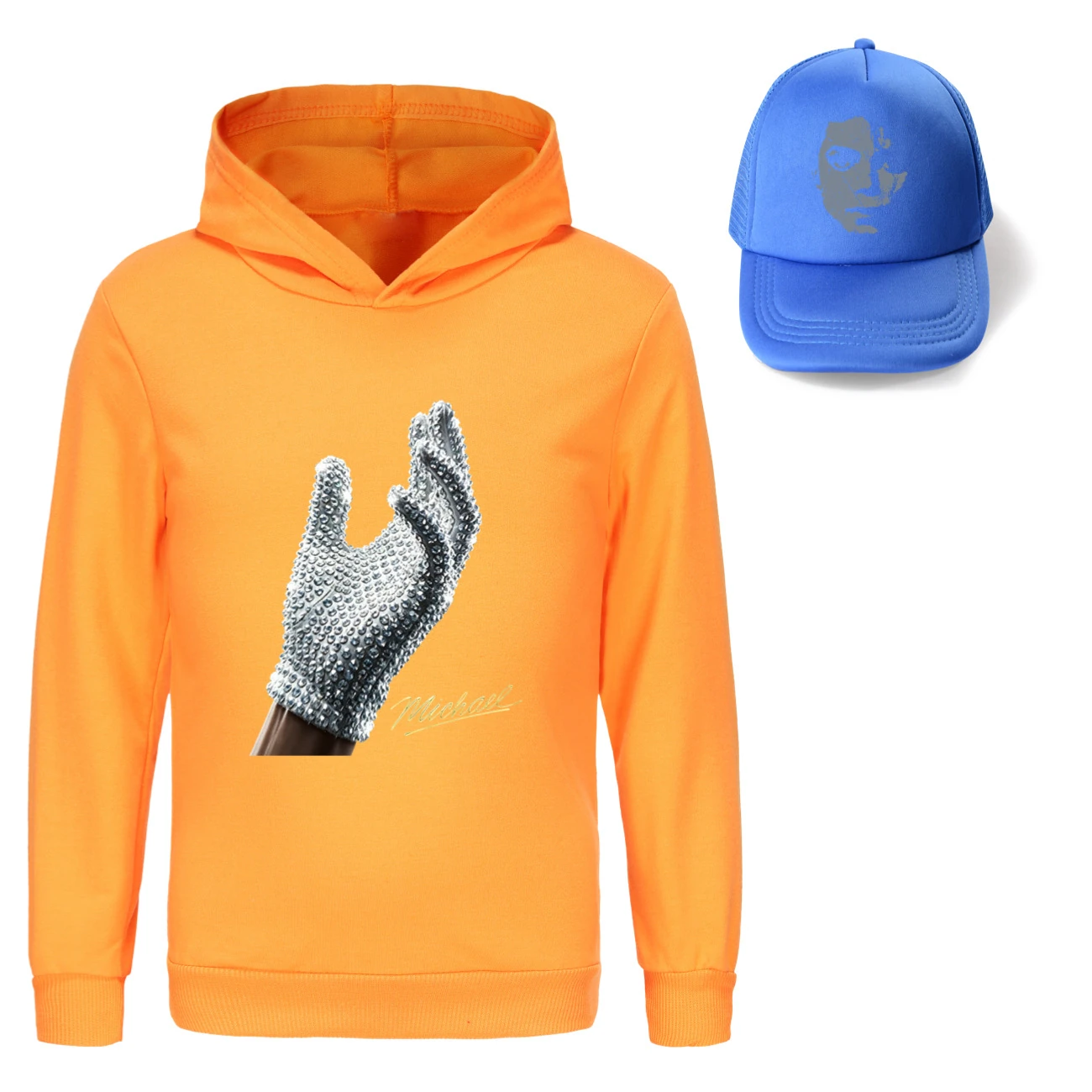 Spotlight Graphic Hoodie & Sun Hat Set, Style 13 · Orange