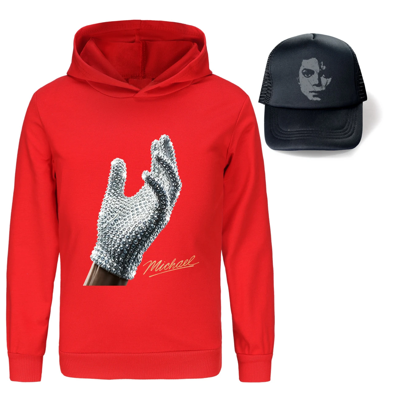 Spotlight Graphic Hoodie & Sun Hat Set, Style 16 · Red