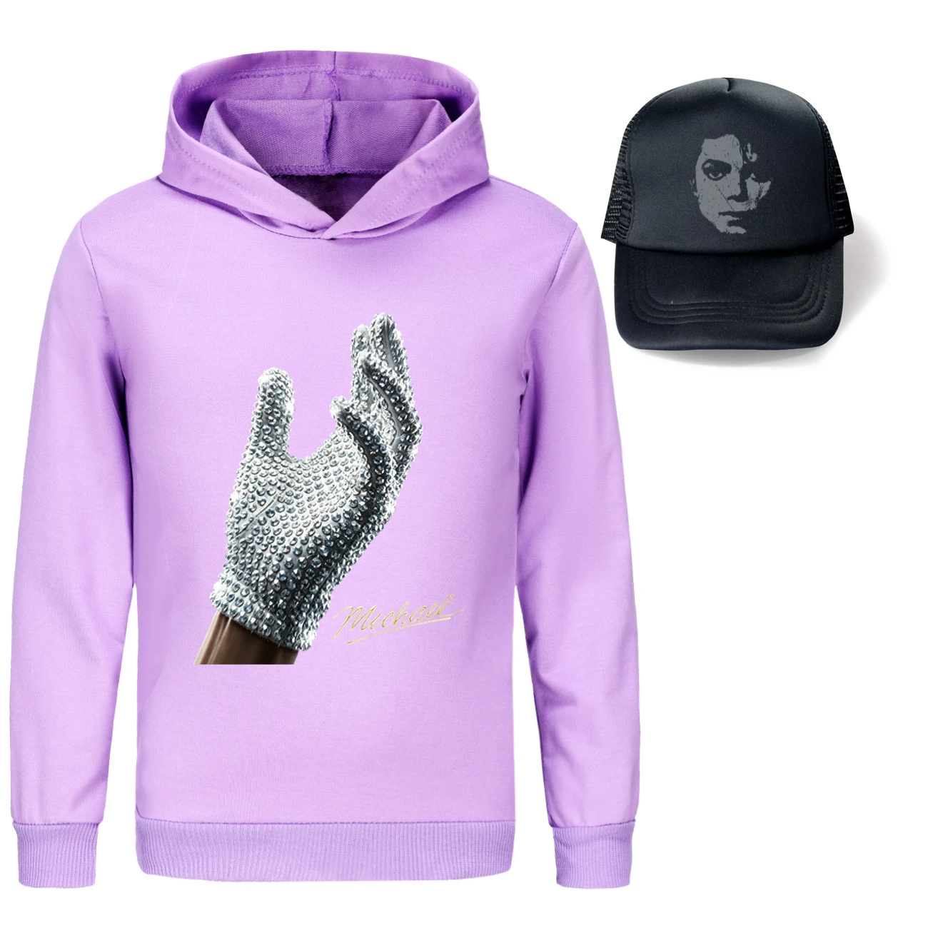 Spotlight Graphic Hoodie & Sun Hat Set, Style 17 · Purple