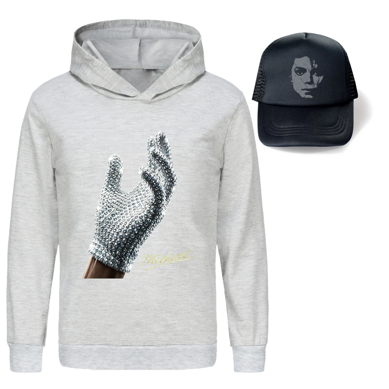 Spotlight Graphic Hoodie & Sun Hat Set, Style 18 · Grey