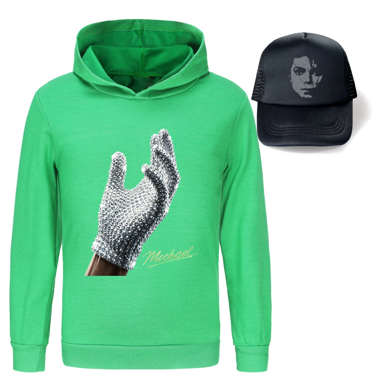 Spotlight Graphic Hoodie & Sun Hat Set, Style 19 · Green