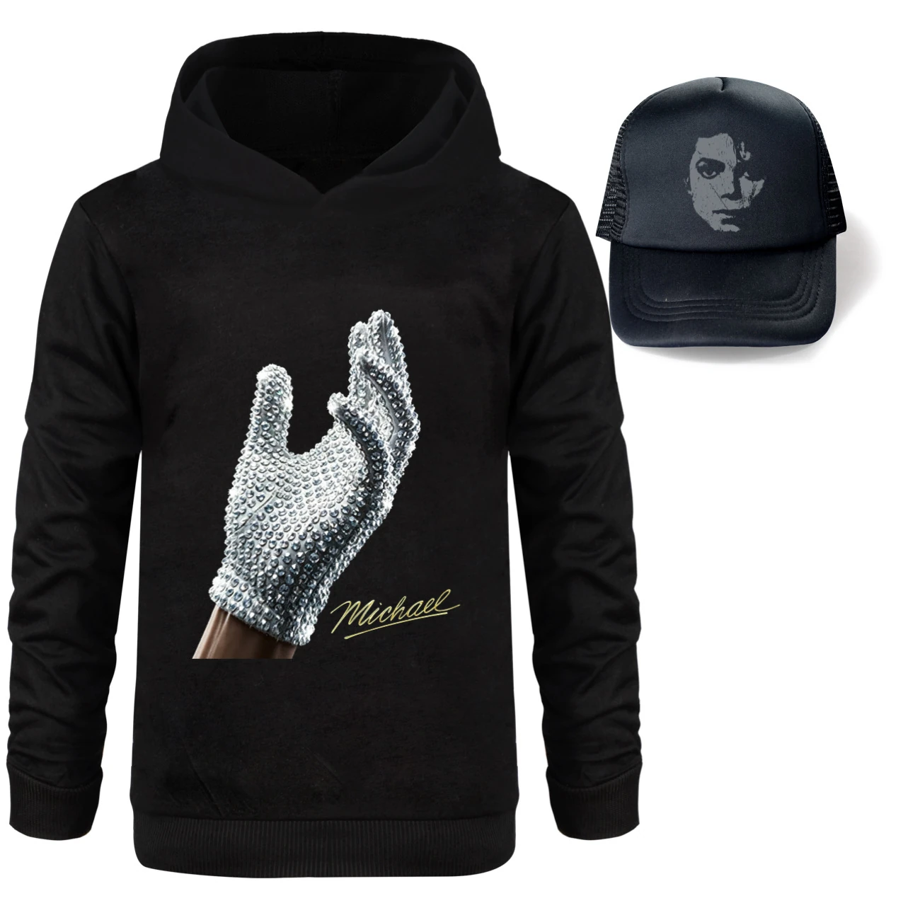 Spotlight Graphic Hoodie & Sun Hat Set, Style 20 · Black