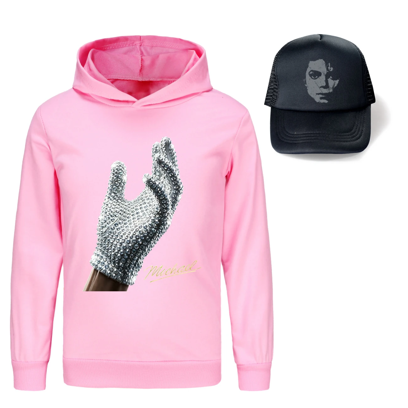 Spotlight Graphic Hoodie & Sun Hat Set, Style 24 · Pink