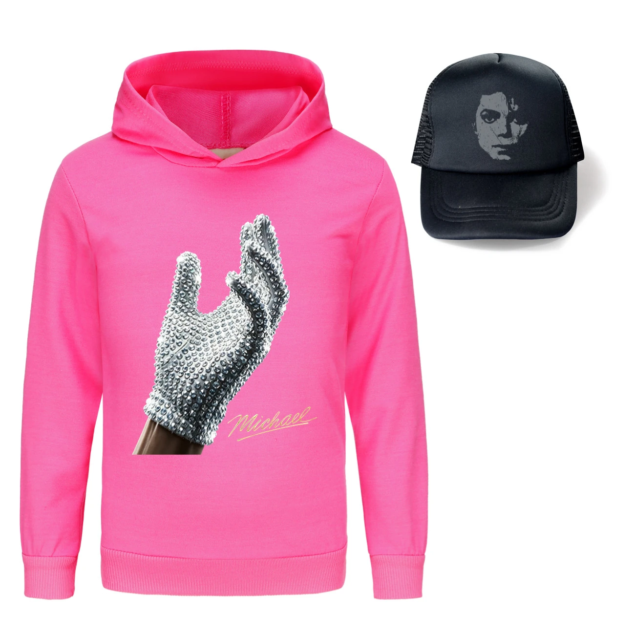 Spotlight Graphic Hoodie & Sun Hat Set, Style 25 · Rose