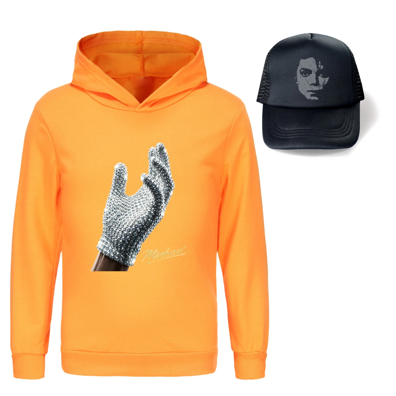 Spotlight Graphic Hoodie & Sun Hat Set, Style 26 · Orange