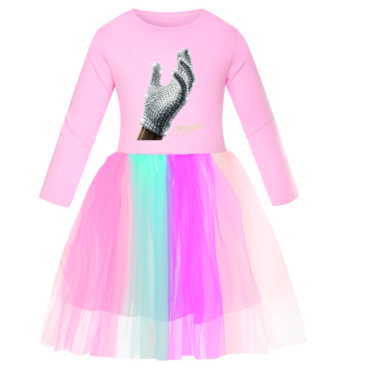 Spotlight Rainbow Tulle Twirl Dress, Style 03 · Long Tulle · Pink