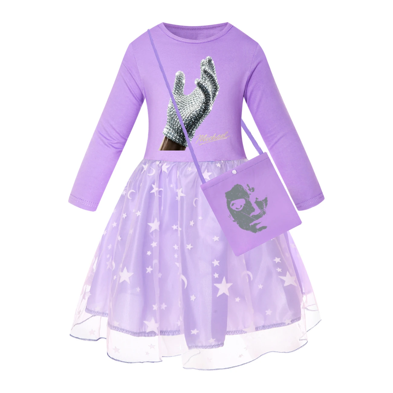 Spotlight Rainbow Tulle Twirl Dress, Style 09 · Star Tulle · with Bag · Purple