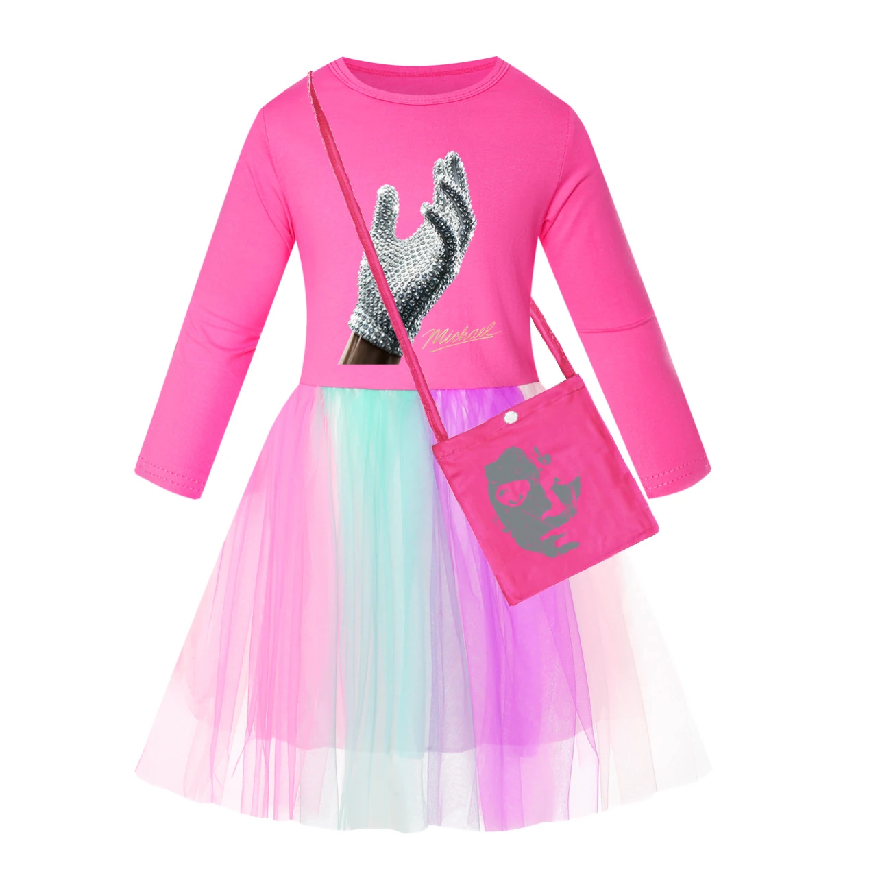 Spotlight Rainbow Tulle Twirl Dress, Style 11 · Long Tulle · with Bag · Rose