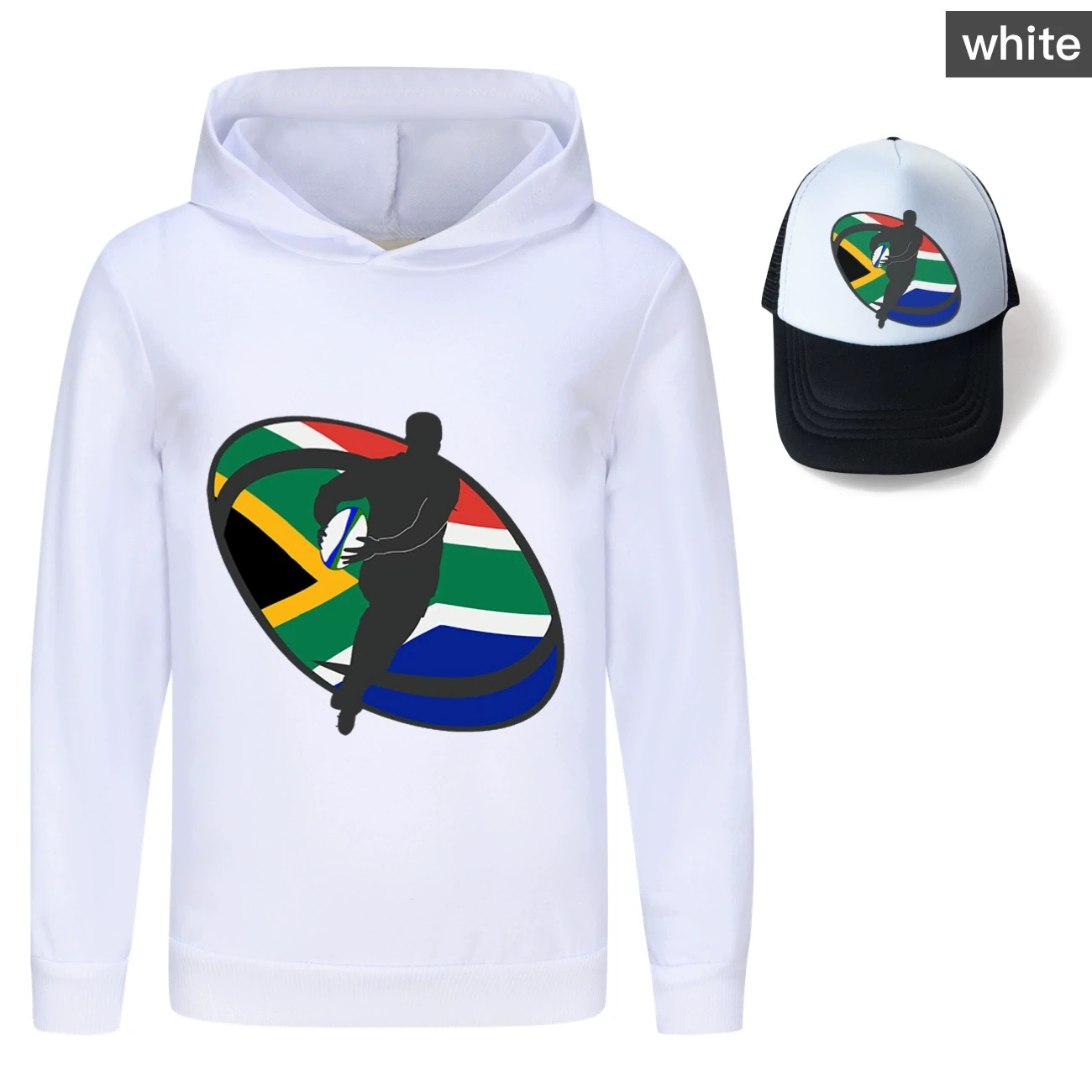 Graphic Hoodie & Sun Hat Set — 5807 Edition, Style 01 · White