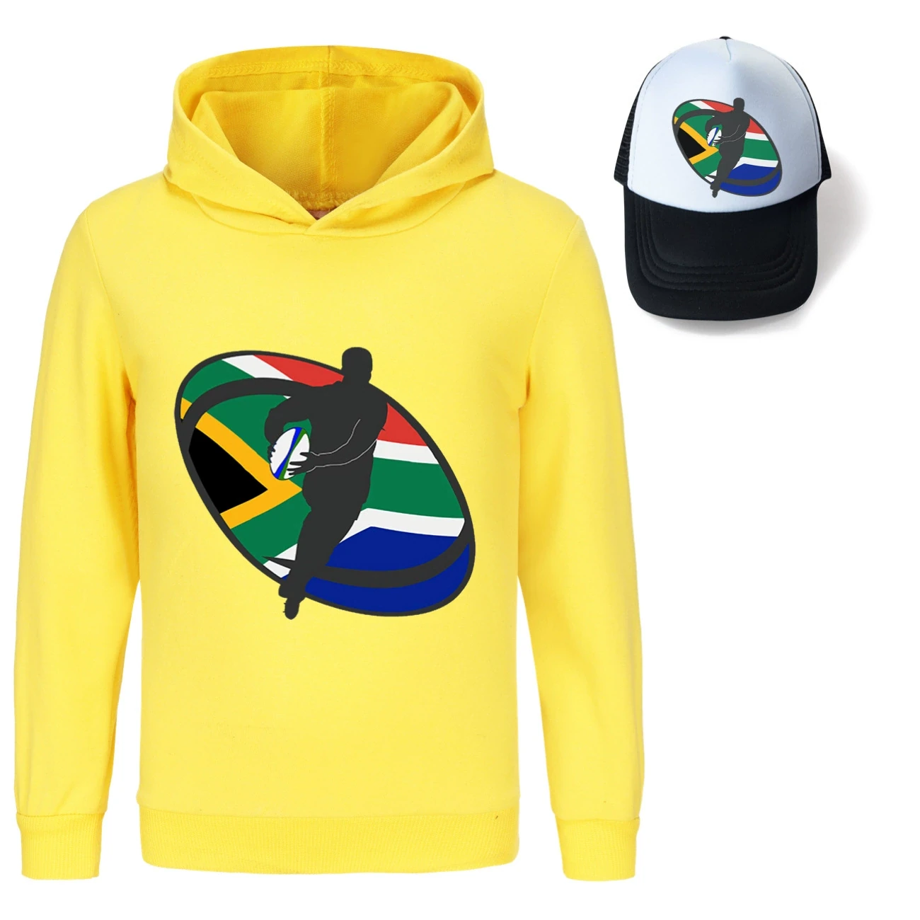 Graphic Hoodie & Sun Hat Set — 5807 Edition, Style 02 · Yellow
