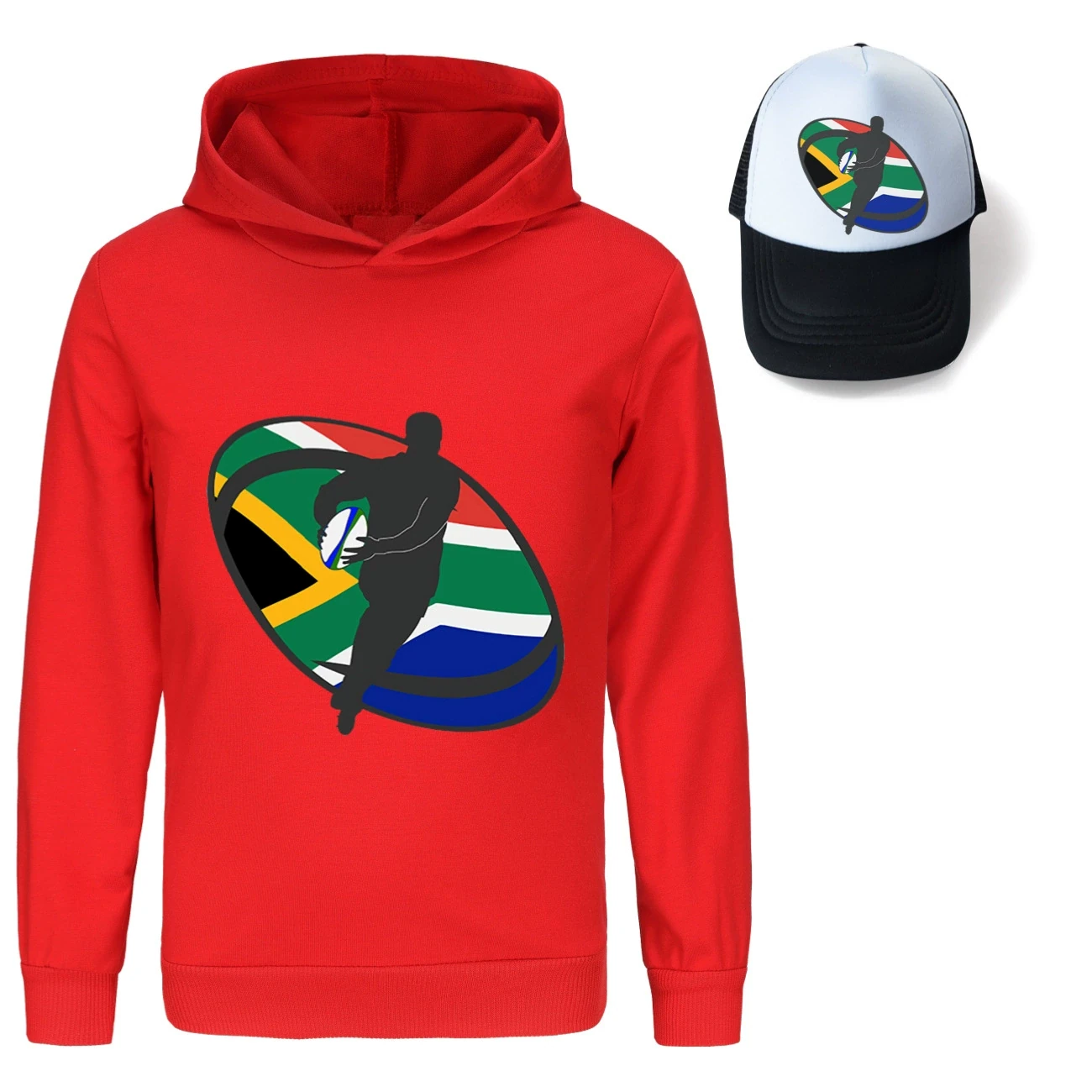 Graphic Hoodie & Sun Hat Set — 5807 Edition, Style 03 · Red