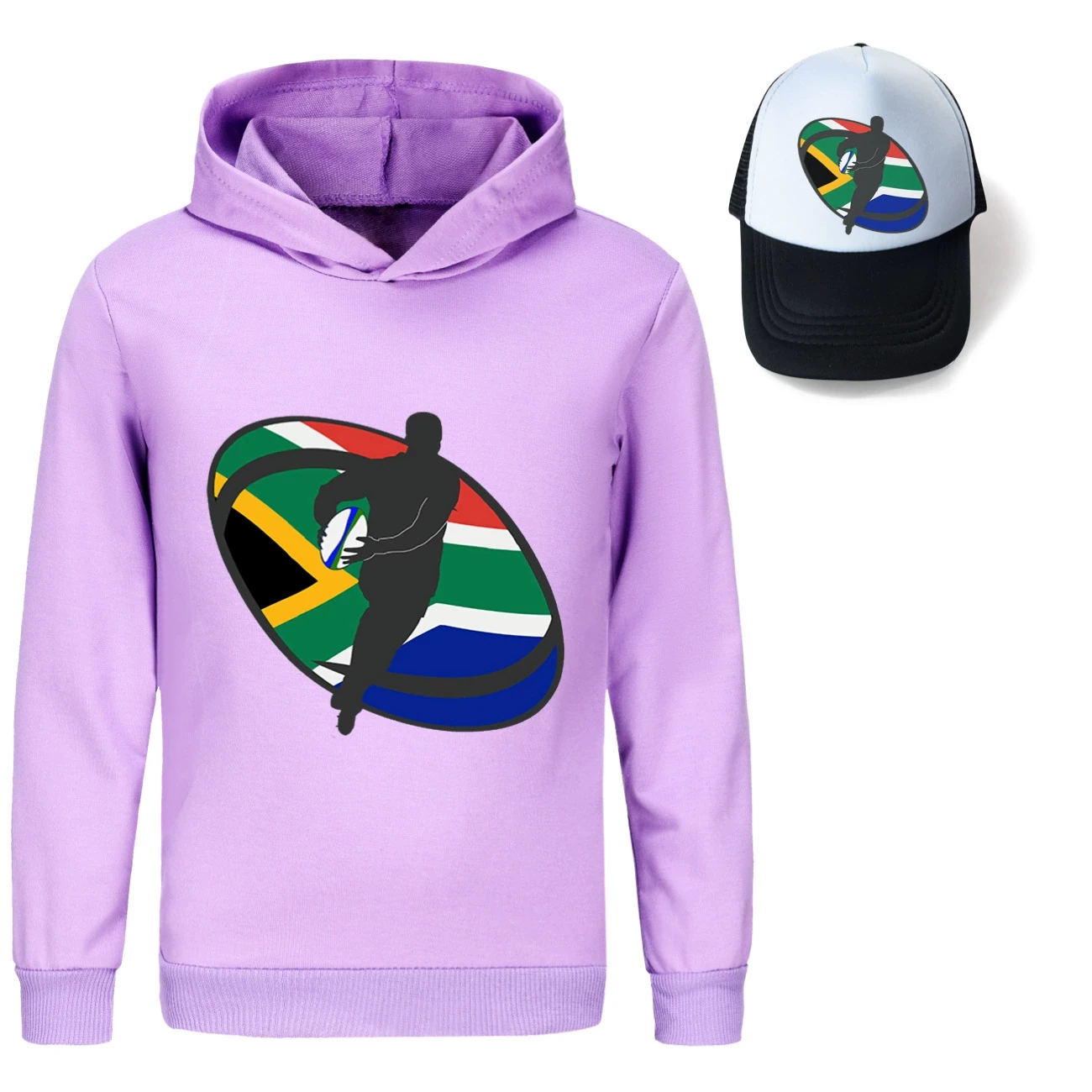 Graphic Hoodie & Sun Hat Set — 5807 Edition, Style 04 · Purple