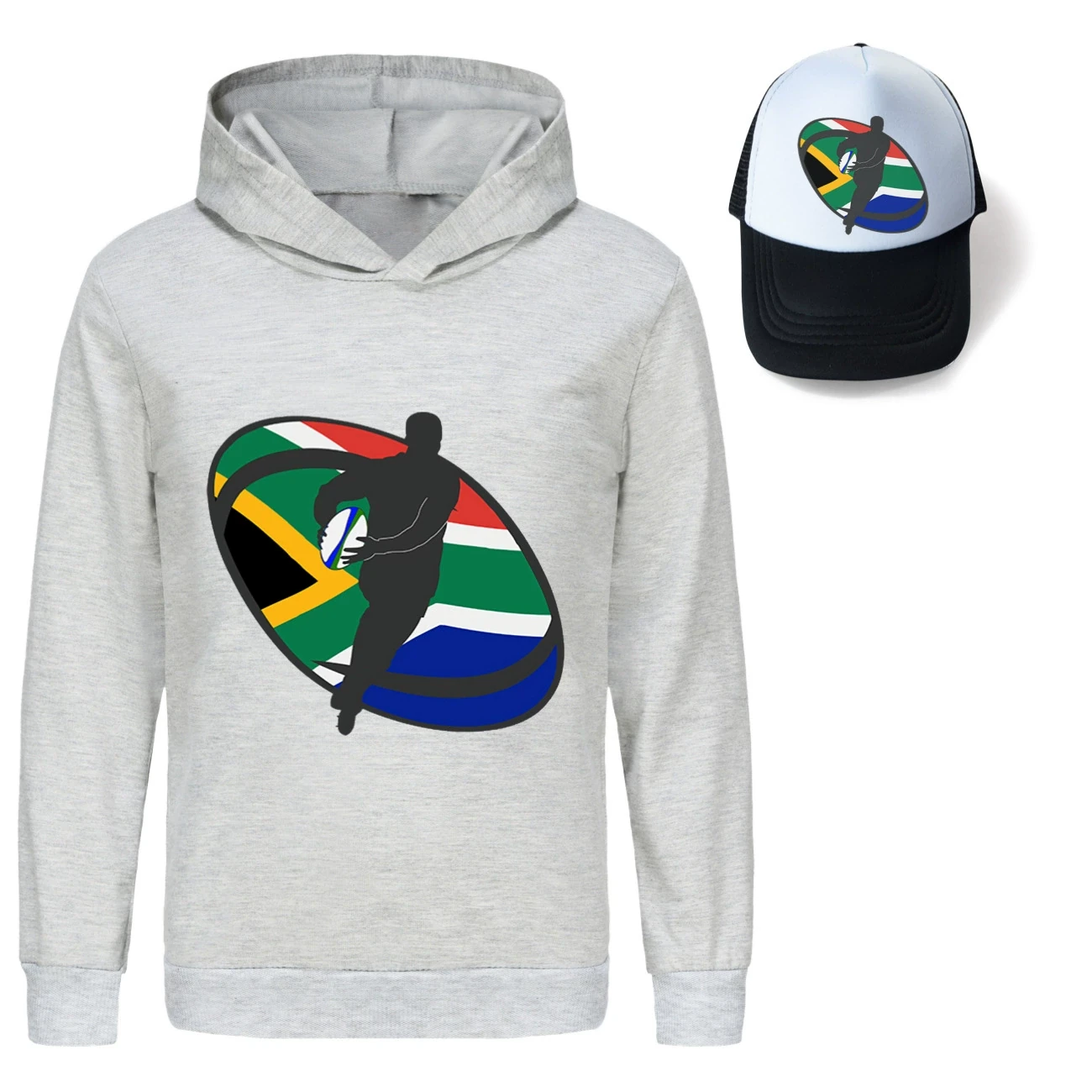 Graphic Hoodie & Sun Hat Set — 5807 Edition, Style 05 · Grey