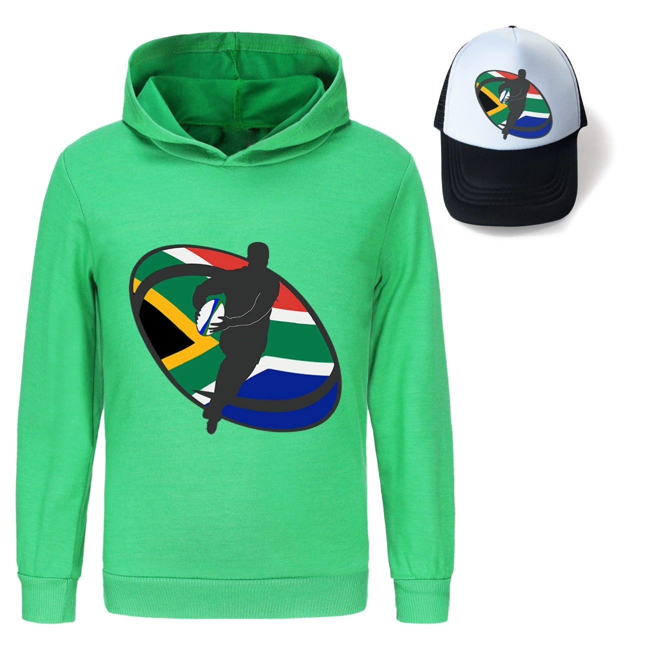 Graphic Hoodie & Sun Hat Set — 5807 Edition, Style 06 · Green