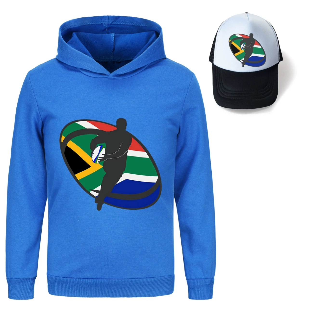 Graphic Hoodie & Sun Hat Set — 5807 Edition, Style 10 · Deep Blue