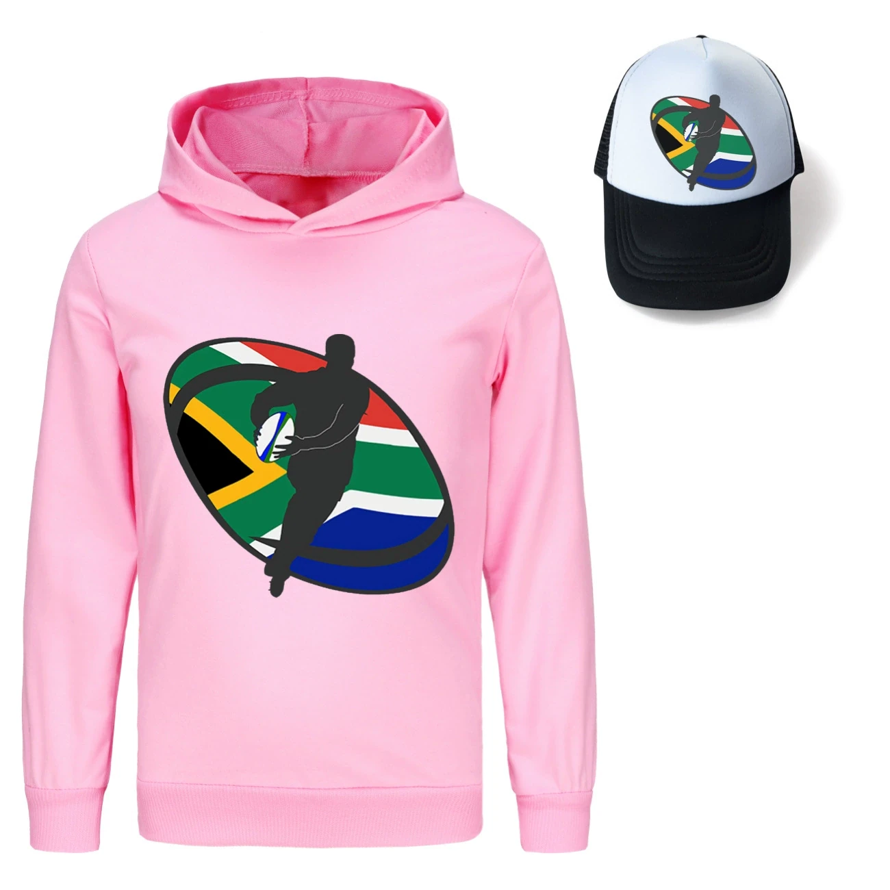 Graphic Hoodie & Sun Hat Set — 5807 Edition, Style 11 · Pink
