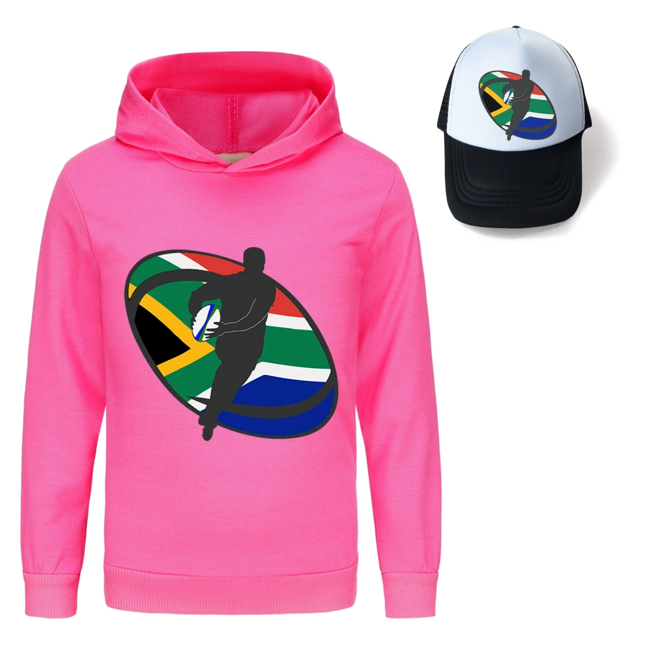 Graphic Hoodie & Sun Hat Set — 5807 Edition, Style 12 · Rose