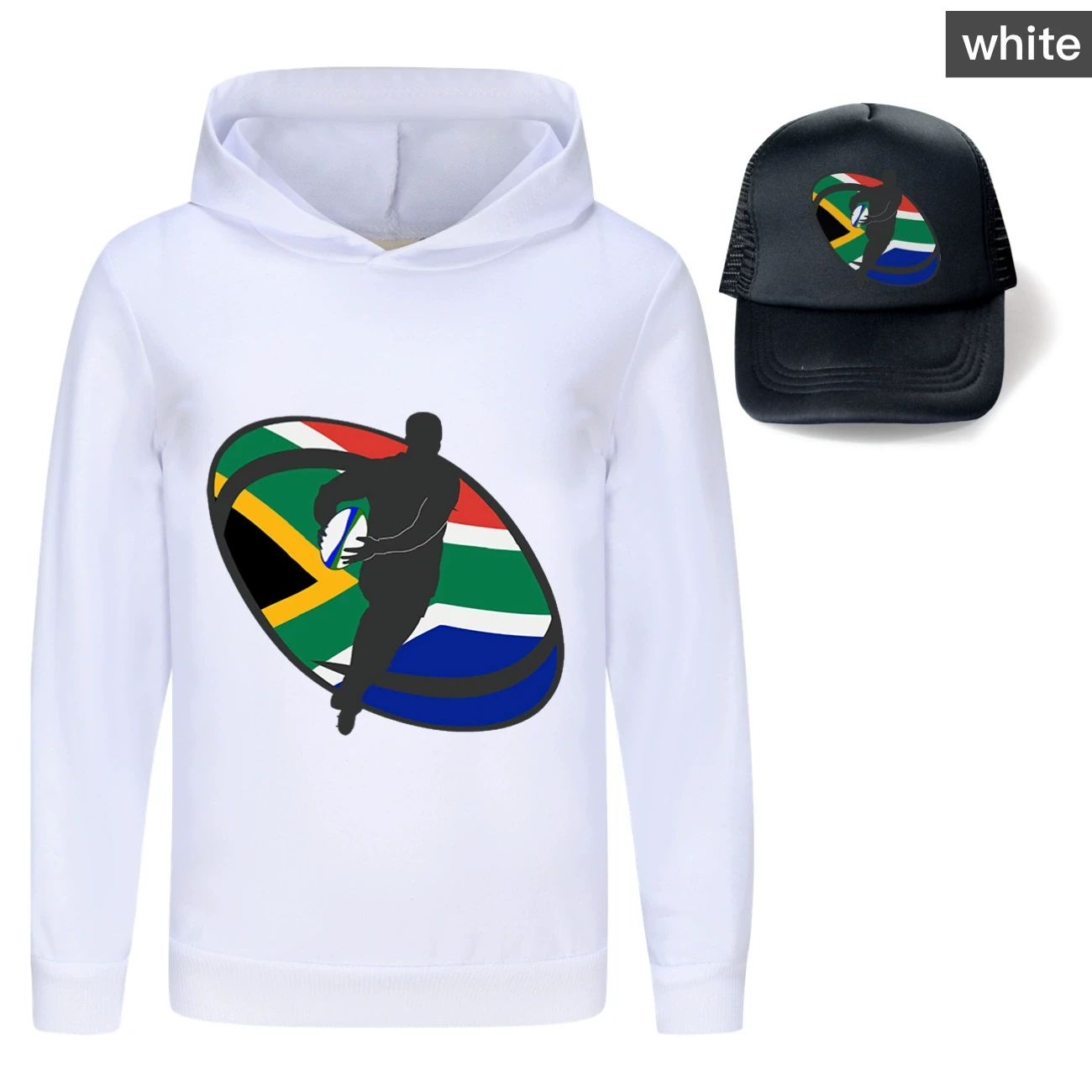 Graphic Hoodie & Sun Hat Set — 5807 Edition, Style 14 · White